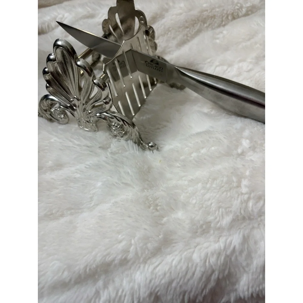 Vintage Buffet Silver Plate Knife Rest Caddy Silverware Holder